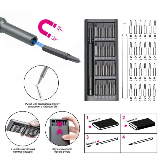 Набір викруток 25в1 TheGeneral NanoPro графітовий - 100030722-11 Набір викруток 25в1 TheGeneral NanoPro графітовий - 100030722-11