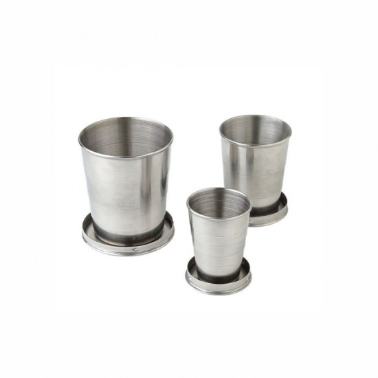 Кухоль складний телескопічний 240 мл сталевий Line Art Nebraska, з карабіном сріблястий - 110053421-77