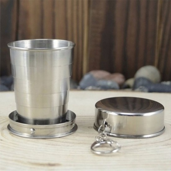 Кухоль складний телескопічний 240 мл сталевий Line Art Nebraska, з карабіном сріблястий - 110053421-77