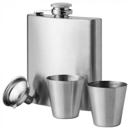 Фляга 175 мл сталева з чарками 2х30мл і лійкою PF Concept сріблястий - 19544305
