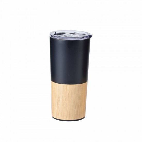 Термокружка 500 мл сталева Line Art Mao, вакуумна темно-синій/бамбуковий - 20201-44