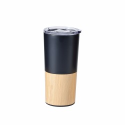 Термокружка 500 мл сталева Line Art Mao, вакуумна темно-синій/бамбуковий - 20201-44