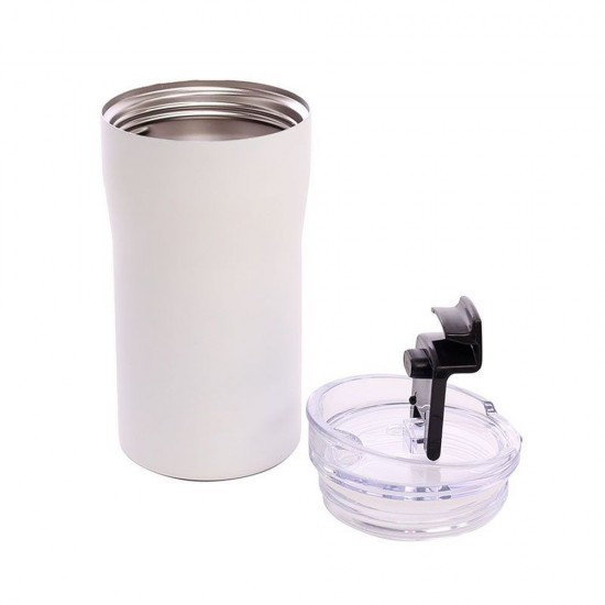 Термокружка 400 мл сталева Line Art Albania, вакуумна білий - 20212-08