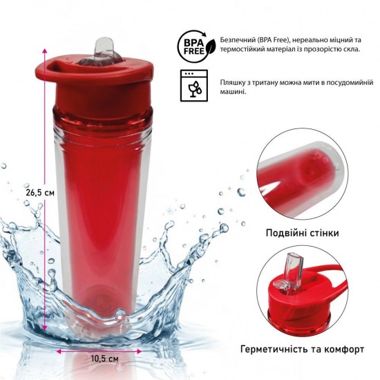 Пляшка для води 620 мл тританова Line Art Liquid помаранчевий - 20225wb-06 Пляшка для води 620 мл тританова Line Art Liquid помаранчевий - 20225wb-06