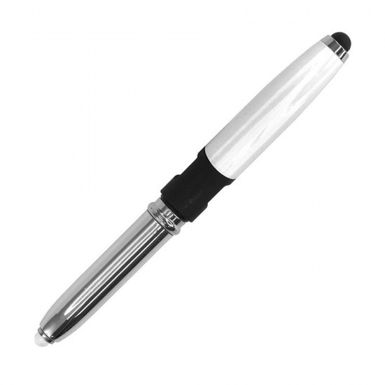 Ручка-стилус металева кулькова Bergamo з LED ліхтариком сріблястий - 260M-77 Ручка-стилус металева кулькова Bergamo з LED ліхтариком сріблястий - 260M-77