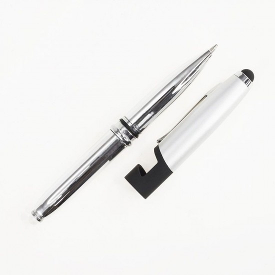 Ручка-стилус металева кулькова Bergamo з LED ліхтариком сріблястий - 260M-77 Ручка-стилус металева кулькова Bergamo з LED ліхтариком сріблястий - 260M-77