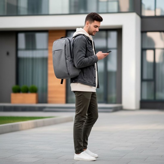 Рюкзак для ноутбука Nikibo Classic сірий - 30010105-07