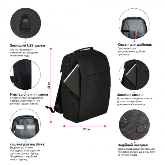 Рюкзак для ноутбука Nikibo Classic темно-синій - 30010105-44