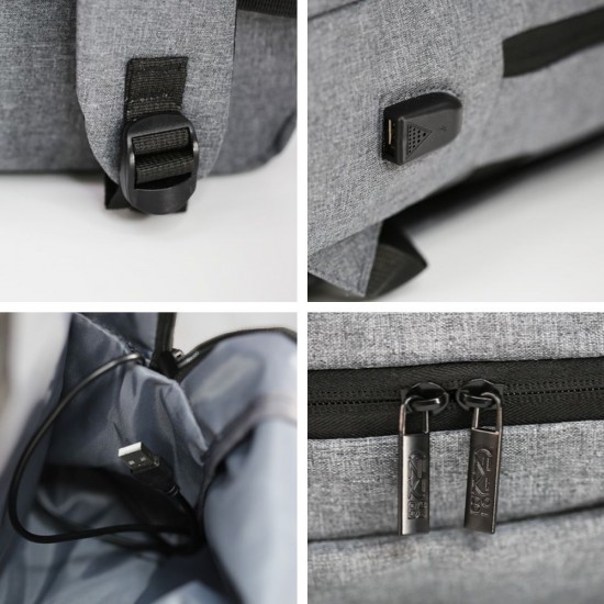 Рюкзак для ноутбука Nikibo Lite зі світловідбивачем сірий - 30010205-07