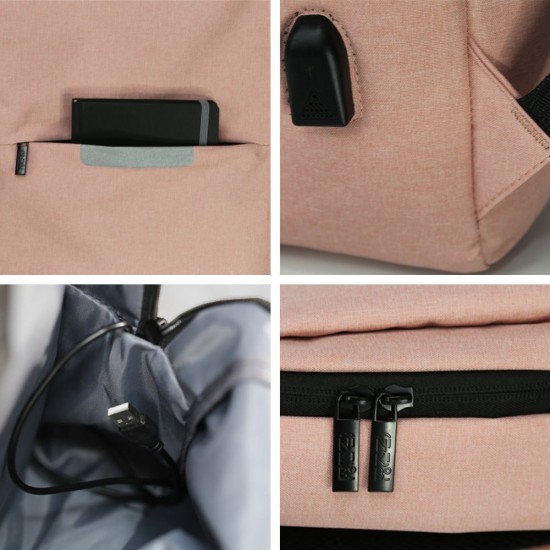 Рюкзак для ноутбука Nikibo Lite зі світловідбивачем рожевий - 30010205-12