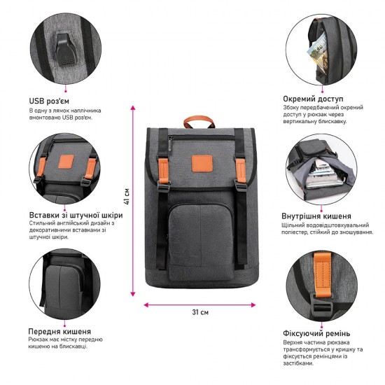 Рюкзак роллтоп Nikibo Metro чорний - 30010905-01 Рюкзак роллтоп Nikibo Metro чорний - 30010905-01