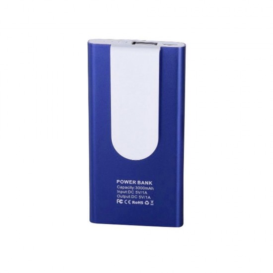 Повербанк 3000 mAh Bergamo HitClip, з кліпсою, світлодіодний індикатор білий/синій - 3009.3