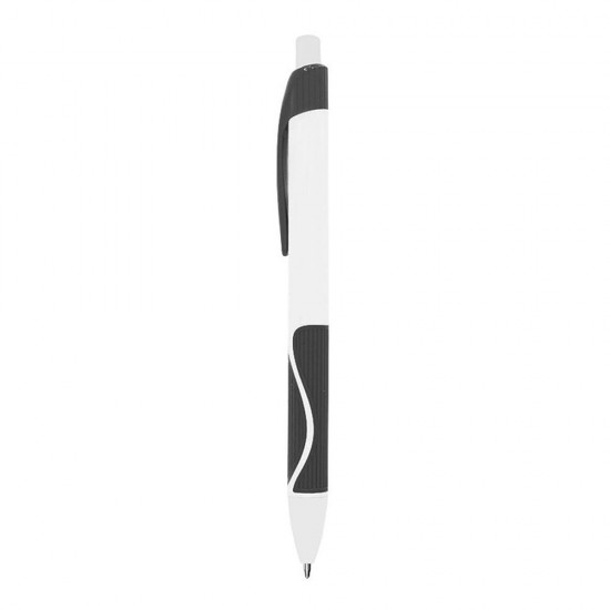 Ручка пластикова, кулькова Bergamo Relief білий/чорний - 3520-1