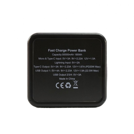 Повербанк 50000 mAh TheGeneral Diran, LED підсвічування, цифровий індикатор чорний - 40012319-01