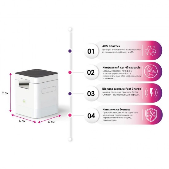 Бездротовий зарядний пристрій TheGeneral QuikLink 15W з підсвічуванням білий - 40051119-08