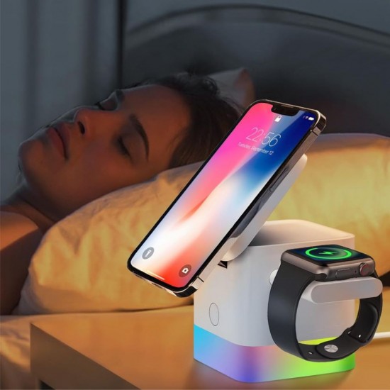 Бездротовий зарядний пристрій TheGeneral QuikLink 15W з підсвічуванням білий - 40051119-08