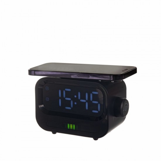 Портативна колонка-годинник TheGeneral RapidFlow 5W з бездротовим зарядним пристроєм 15W чорний - 40051519-01