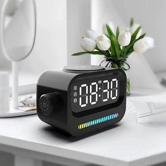 Портативна колонка-годинник TheGeneral RapidFlow 5W з бездротовим зарядним пристроєм 15W чорний - 40051519-01