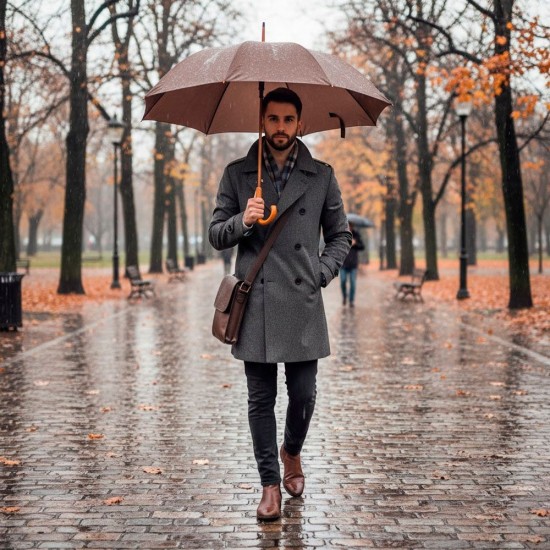 Парасоля-тростина напівавтоматична Bergamo Toprain коричневий - 4513101