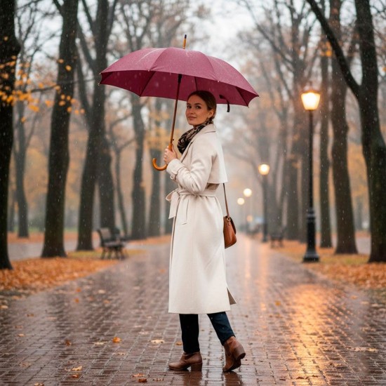 Парасоля-тростина напівавтоматична Bergamo Toprain бордовий - 4513102