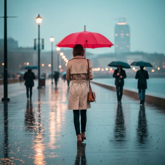 Парасоля-тростина напівавтоматична Bergamo Toprain червоний - 4513105