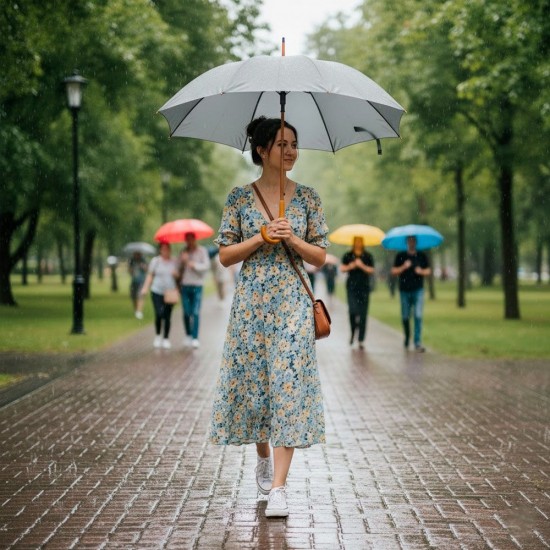 Парасоля-тростина напівавтоматична Bergamo Toprain сірий - 4513107