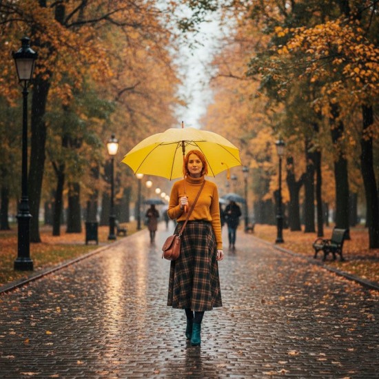 Парасоля-тростина напівавтоматична Bergamo Toprain жовтий - 4513108