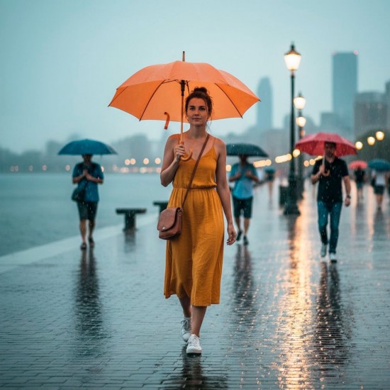 Парасоля-тростина напівавтоматична Bergamo Toprain помаранчевий - 4513110