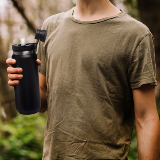 Термопляшка 600 мл сталева Line Art SportSwell, вакуумна чорний - 60012822-01