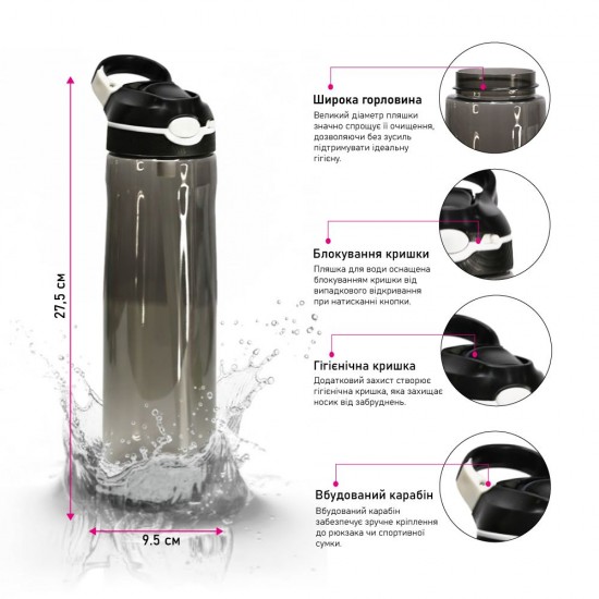 Пляшка для води 750 мл тританова Line Art Santa Rosa синій - 60013718-03