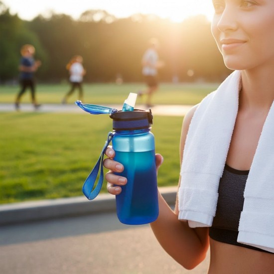 Пляшка для води 600 мл тританова Line Art Merlo синій - 60013818-03