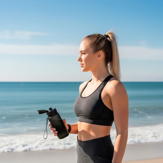 Пляшка для води 600 мл тританова Line Art La Plata чорний - 60014118-01