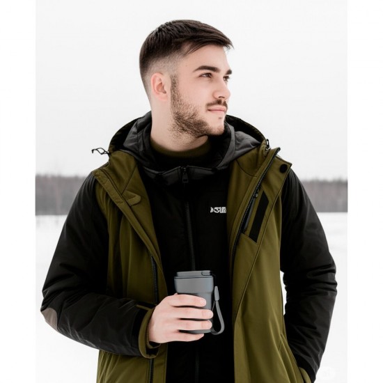 Термокружка 380 мл сталева Line Art Comfy, вакуумна сірий - 60022222-07