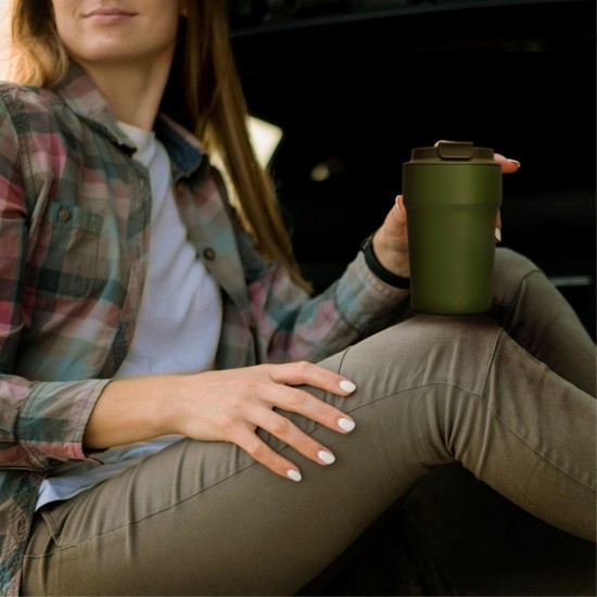 Термокружка 380 мл сталева Line Art Rhodes, вакуумна оливковий - 60022322-31