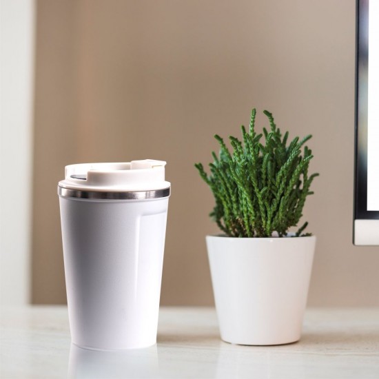 Термокружка 380 мл сталева з LED індикатором Line Art Lima, вакуумна білий - 60023022-08