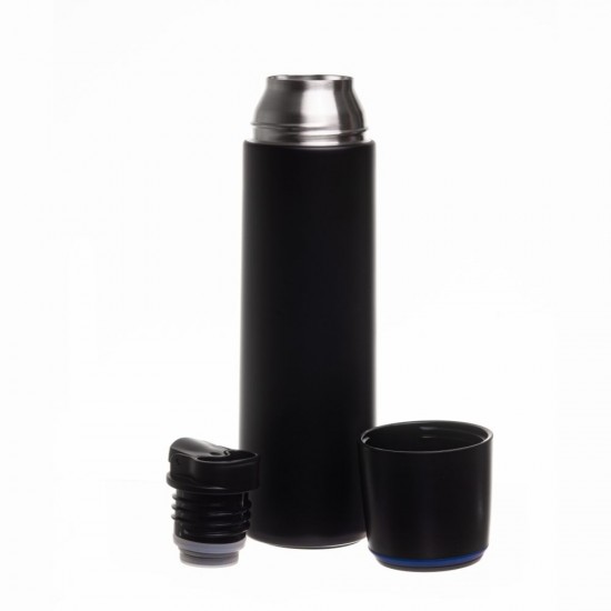 Термос 500 мл сталевий Line Art Fiji, вакуумний чорний/синій - 60032022-03