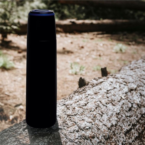 Термос 500 мл сталевий Line Art Fiji, вакуумний чорний/синій - 60032022-03