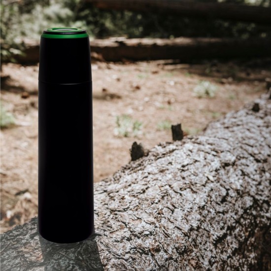Термос 500 мл сталевий Line Art Fiji, вакуумний чорний/зелений - 60032022-04