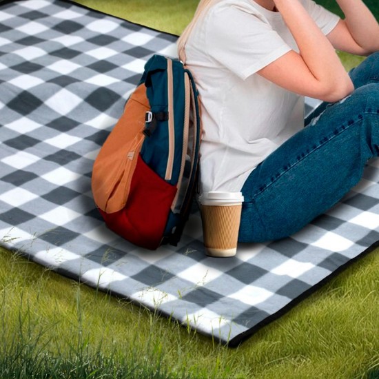 Плед флісовий двосторонній Soft Me Picnic 130х180см чорний/білий - 70030105-01 Плед флісовий двосторонній Soft Me Picnic 130х180см чорний/білий - 70030105-01