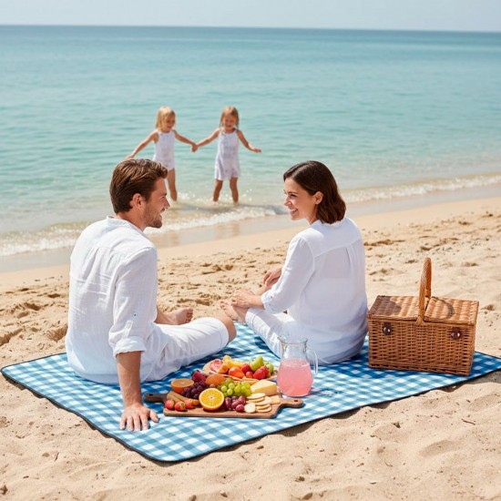 Плед флісовий двосторонній Soft Me Picnic 130х180см синій/білий/чорний - 70030105-03