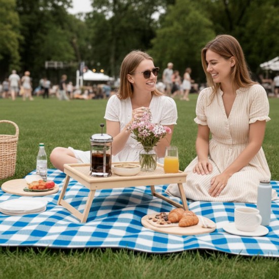 Плед флісовий двосторонній Soft Me Picnic 130х180см синій/білий/чорний - 70030105-03