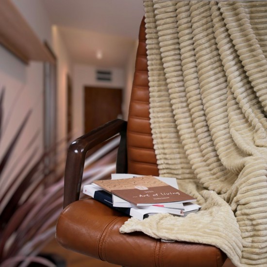 Плед флісовий Soft Me Line 130х180см пісочно-бежевий - 70030305-17