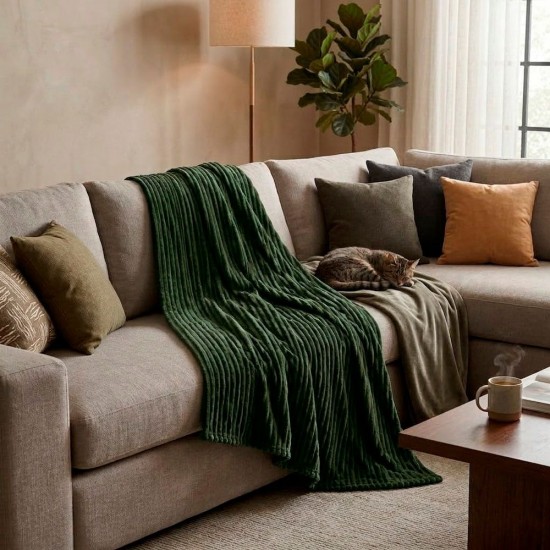 Плед флісовий Soft Me Line 130х180см темно-зелений - 70030305-99