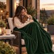 Плед флісовий Soft Me Line 130х180см в подарунковій упаковці темно-зелений - 70030305P-99