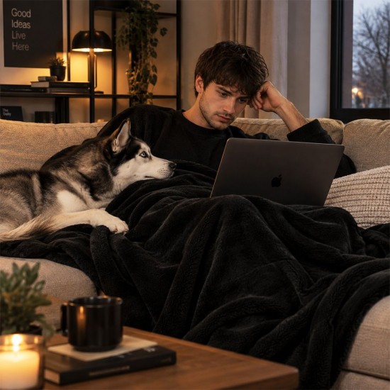 Плед флісовий Soft Me Fancy 130х180см в подарунковій упаковці чорний - 70030405P-01