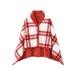 Плед флісовий Soft Me Poncho M 70х140см червоний/білий - 70030505-02