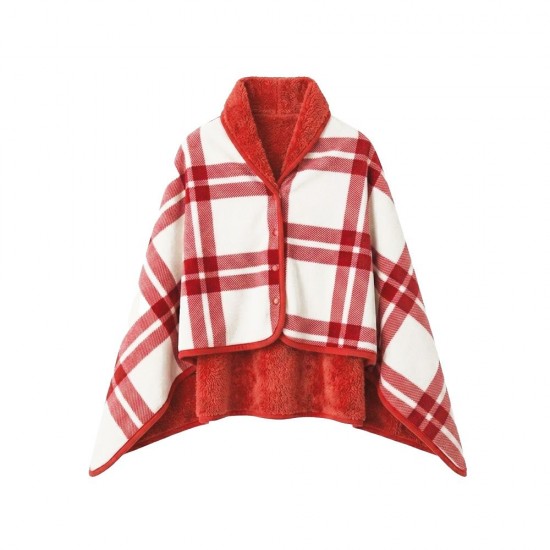 Плед флісовий Soft Me Poncho M 70х140см червоний/білий - 70030505-02
