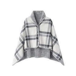 Плед флісовий Soft Me Poncho M 70х140см сірий/білий - 70030505-07