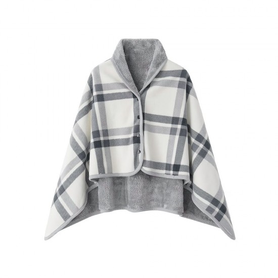 Плед флісовий Soft Me Poncho M 70х140см сірий/білий - 70030505-07