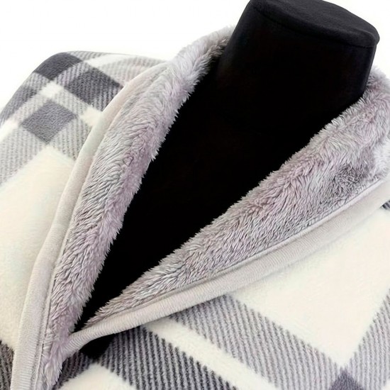 Плед флісовий Soft Me Poncho M 70х140см сірий/білий - 70030505-07